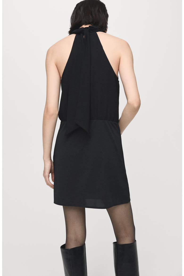Tie Neck Minidress, Alternate, color, BLACK