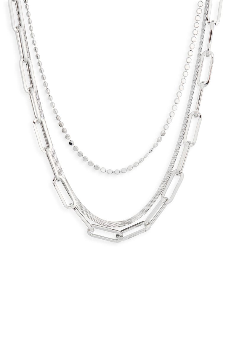 Layered Mixed Chain Necklace, Main, color, SILVER
