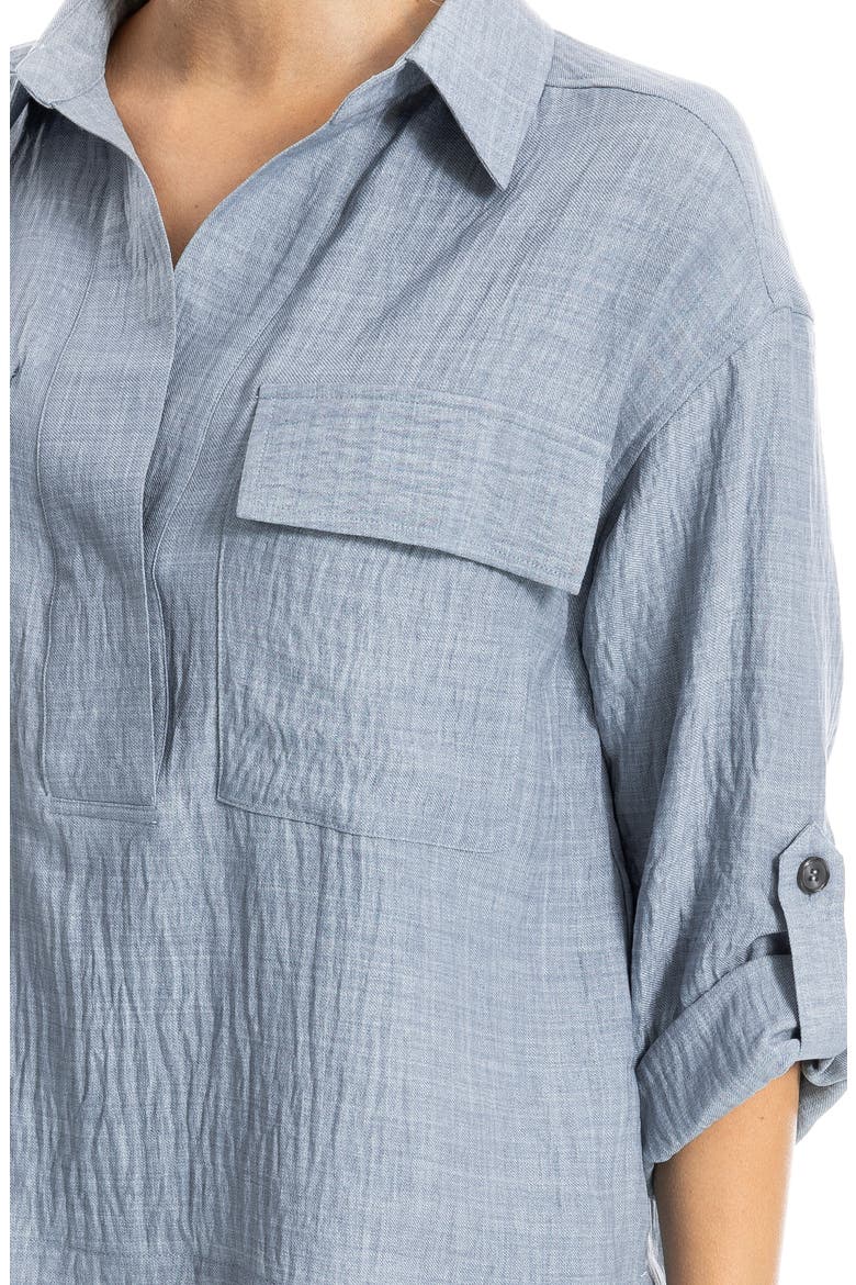 Collared Textured Shirt, Alternate, color, HEATHER BLUE STEEL