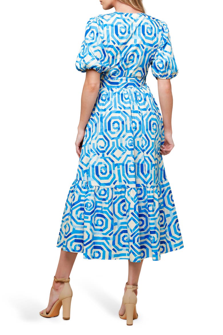 Print Woven Wrap Dress, Alternate, color, OFF WHITE/ BLUE