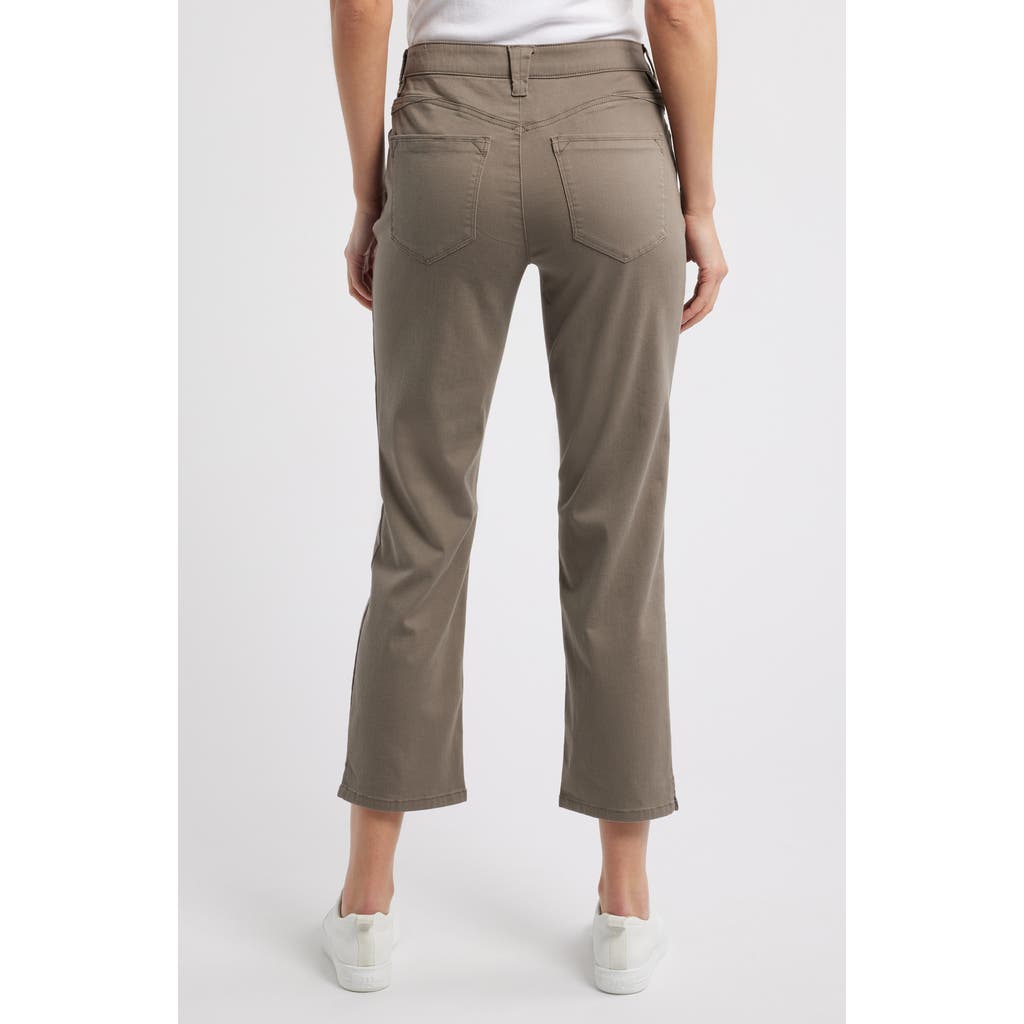 Wit & Wisdom High Waist Straight Leg Stretch Twill Pants In Brindle Olive