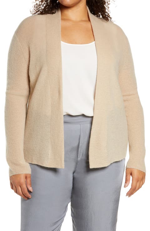 Wool & Mohair Blend Open Cardigan (Plus)