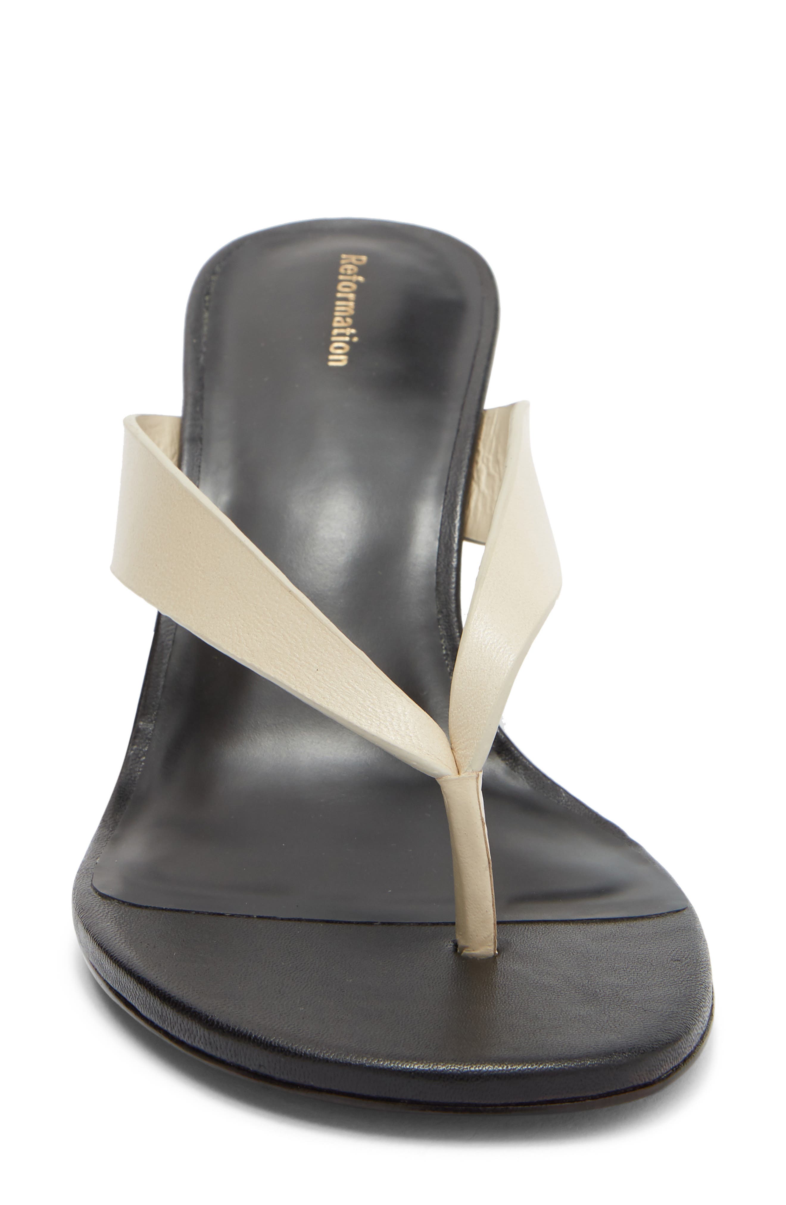 Jessie Wedge Thong Sandal, Alternate, color, ALMOND BLACK LEATHER