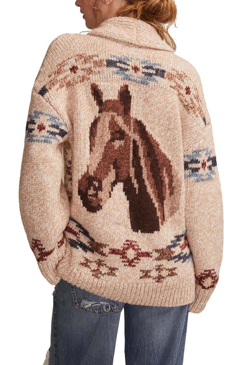 Santa Fe Intarsia Horse Cardigan, Alternate, color, MULTI