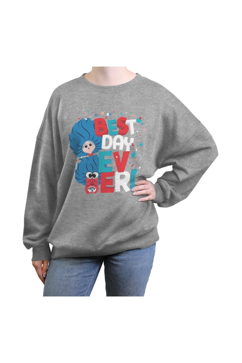Junior's Best Day Ever Sweatshirt, Main, color, Heather Gray