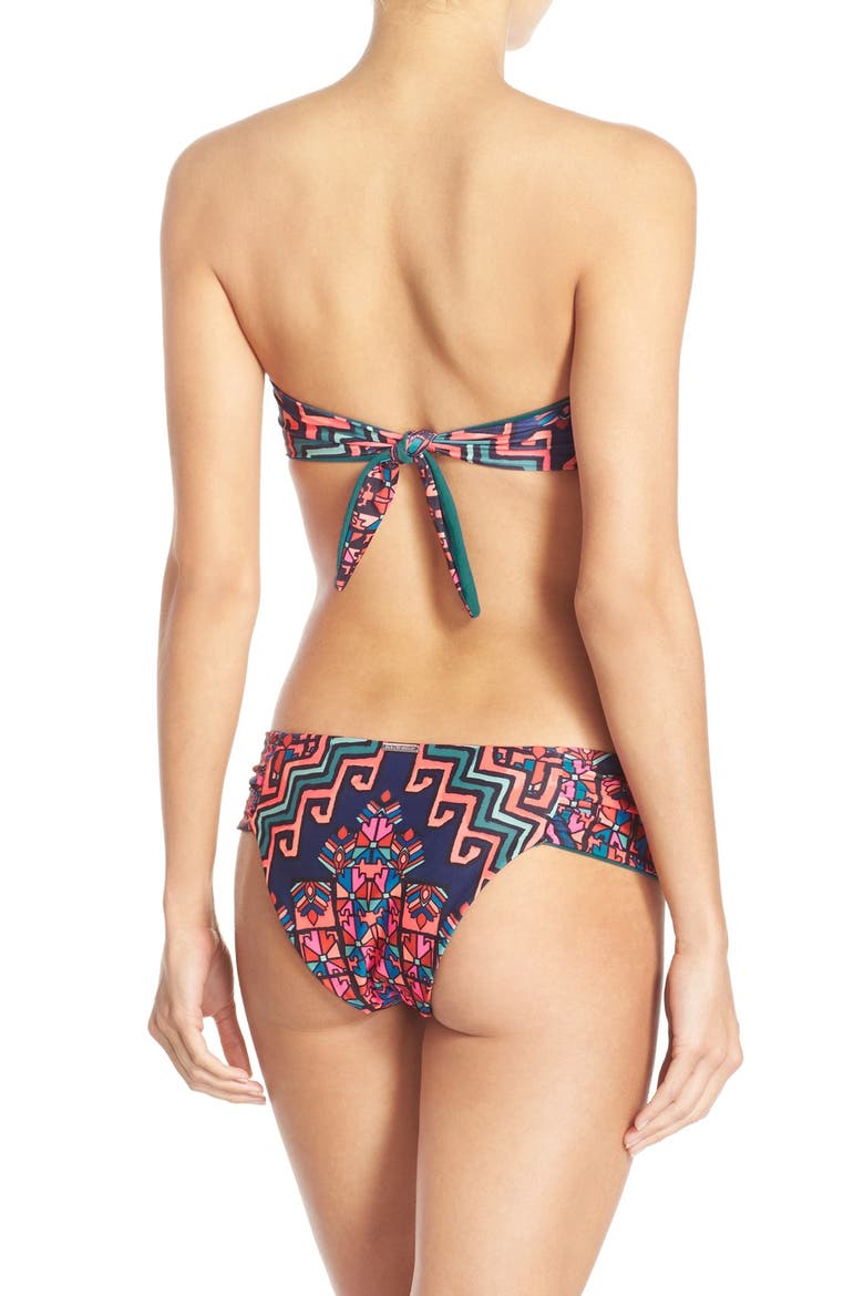 Ruched Cheeky Bikini Bottoms, Alternate, color, BOLNISI RUG PURPLE