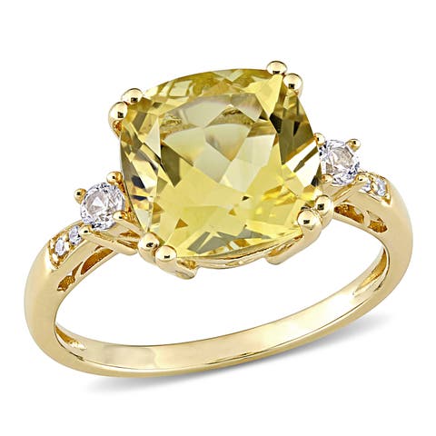 Gemstone and Diamond Cocktail Ring 10k