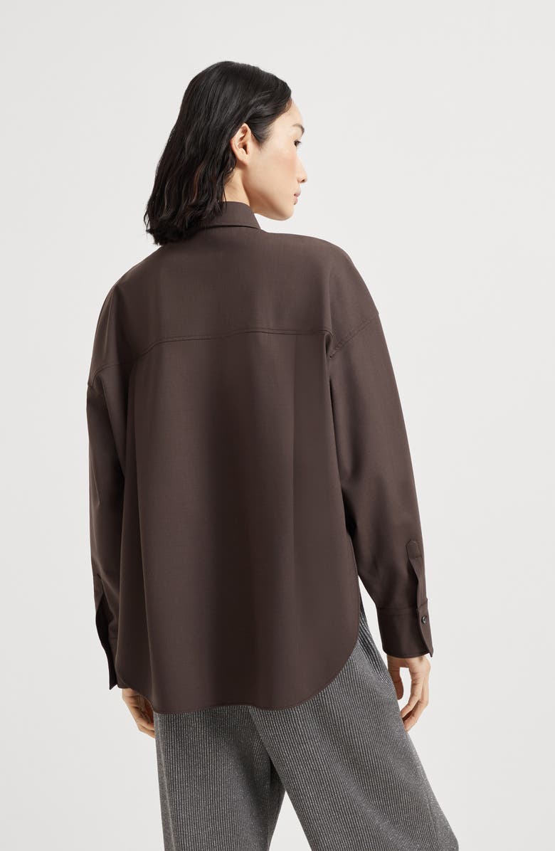 Brunello Cucinelli Tropical Luxury Wool shirt, Alternate, color, Cocoa