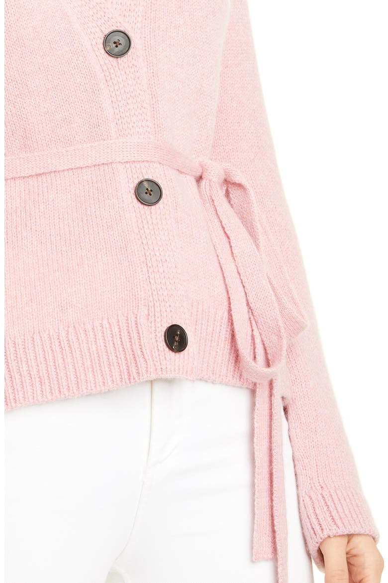 Belted V-Neck Cashmere Cardigan, Alternate, color, DARK PINK