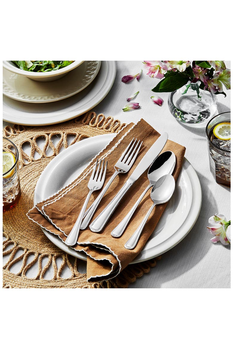 Alcea Stainless Steel 20-Piece Flatware Set, Alternate, color, SILVER
