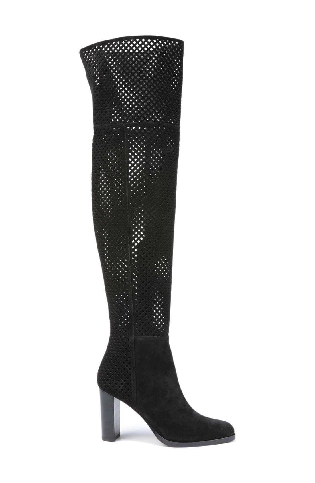 Diane von Furstenberg 'Jolet' Perforated Over the Knee Boot, Alternate, color, 