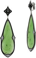 Fred Leighton Green Nephrite, Black Jade & Diamond Drop Earrings
