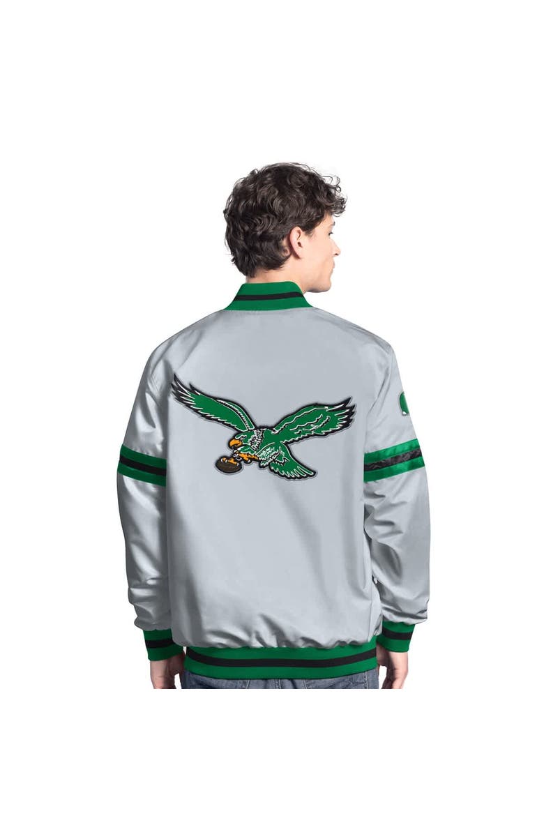 STARTER Men's Starter Gray Philadelphia Eagles Vintage Scout Full-Snap Varsity Jacket, Alternate, color, Gray