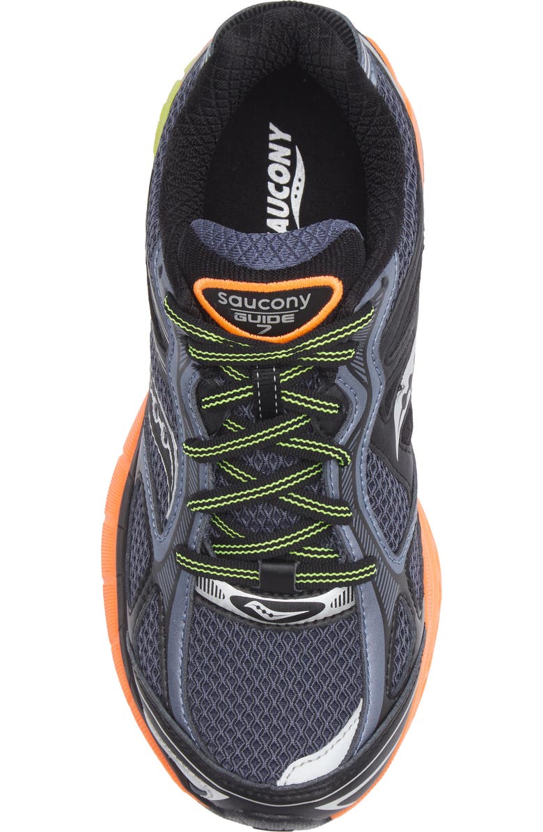 Saucony Kids' ProGrid Guide 7 Sneaker, Alternate, color, Folkstone Black Orange