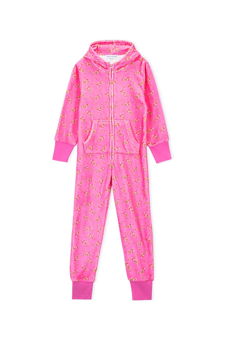 Plush Candy Cane loungewear jumpsuit, Alternate, color, Pink