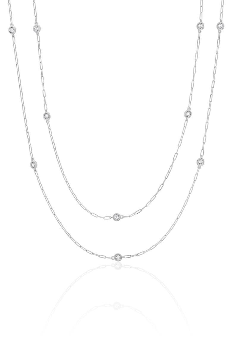 Crislu Aura Cubic Zirconia Station Necklace, Main, color, Pure Platinum/ Clear Stone