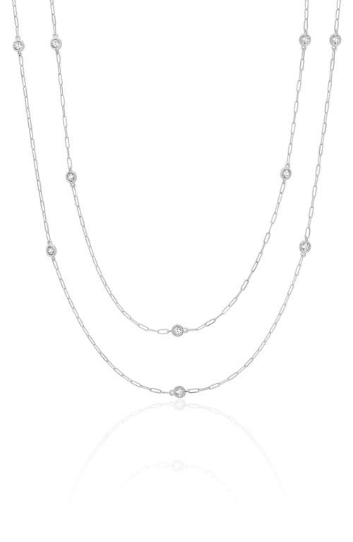 Crislu Aura Cubic Zirconia Station Necklace In Silver
