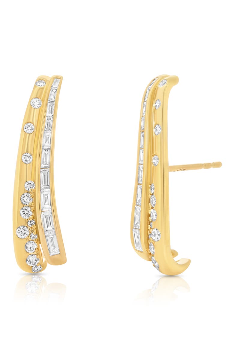 Papua Diamond Curved Earrings, Main, color, YELLOW GOLD