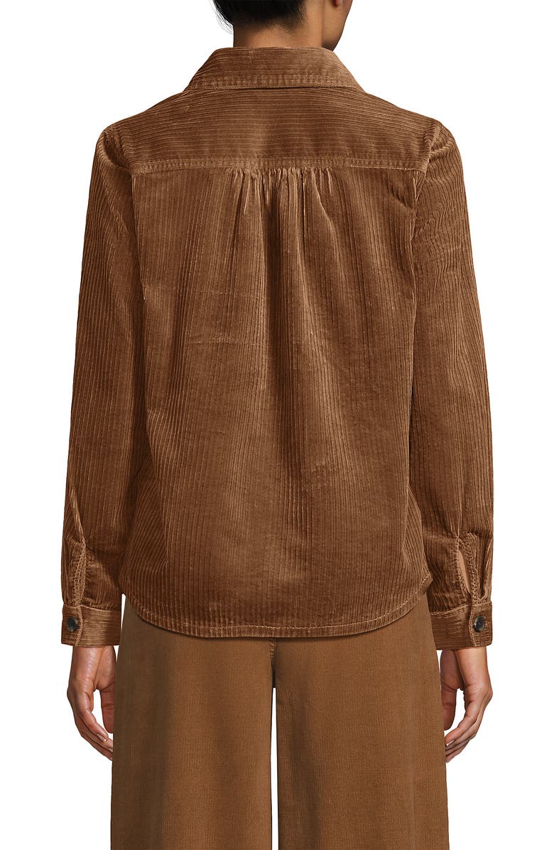 Lands' End Wide Wale Corduroy Shirt Jacket, Alternate, color, Maple Toffee