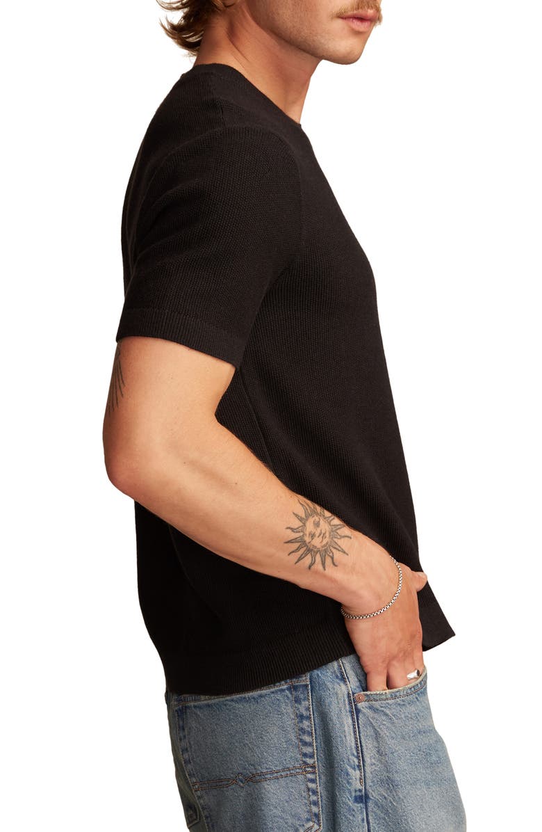 Lucky Brand Rib Short Sleeve Sweater, Alternate, color, Caviar