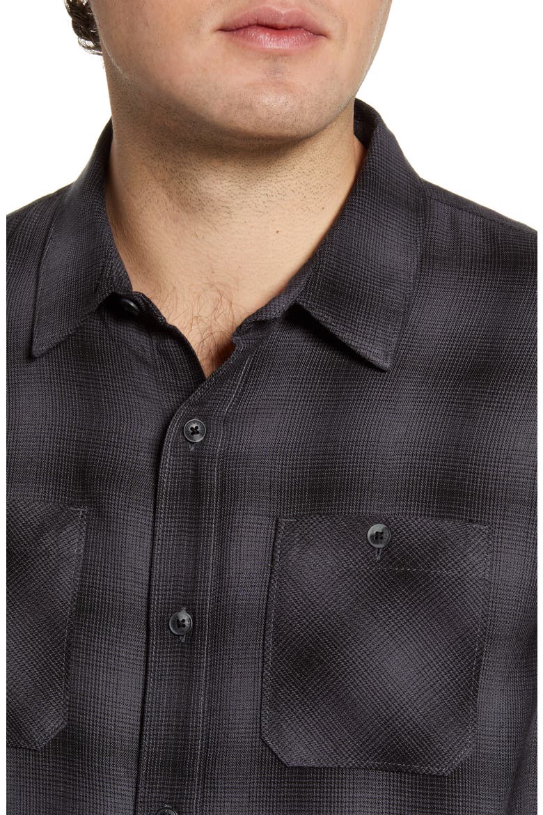 Brocation Regular Fit Plaid Button-Up Shirt, Alternate, color, BLACK