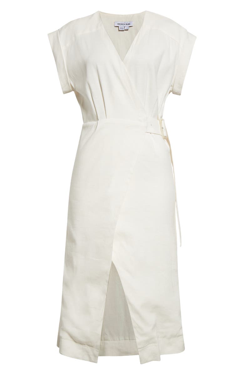 Veronica Beard Octavia Linen Blend Midi Wrap Dress | Nordstrom