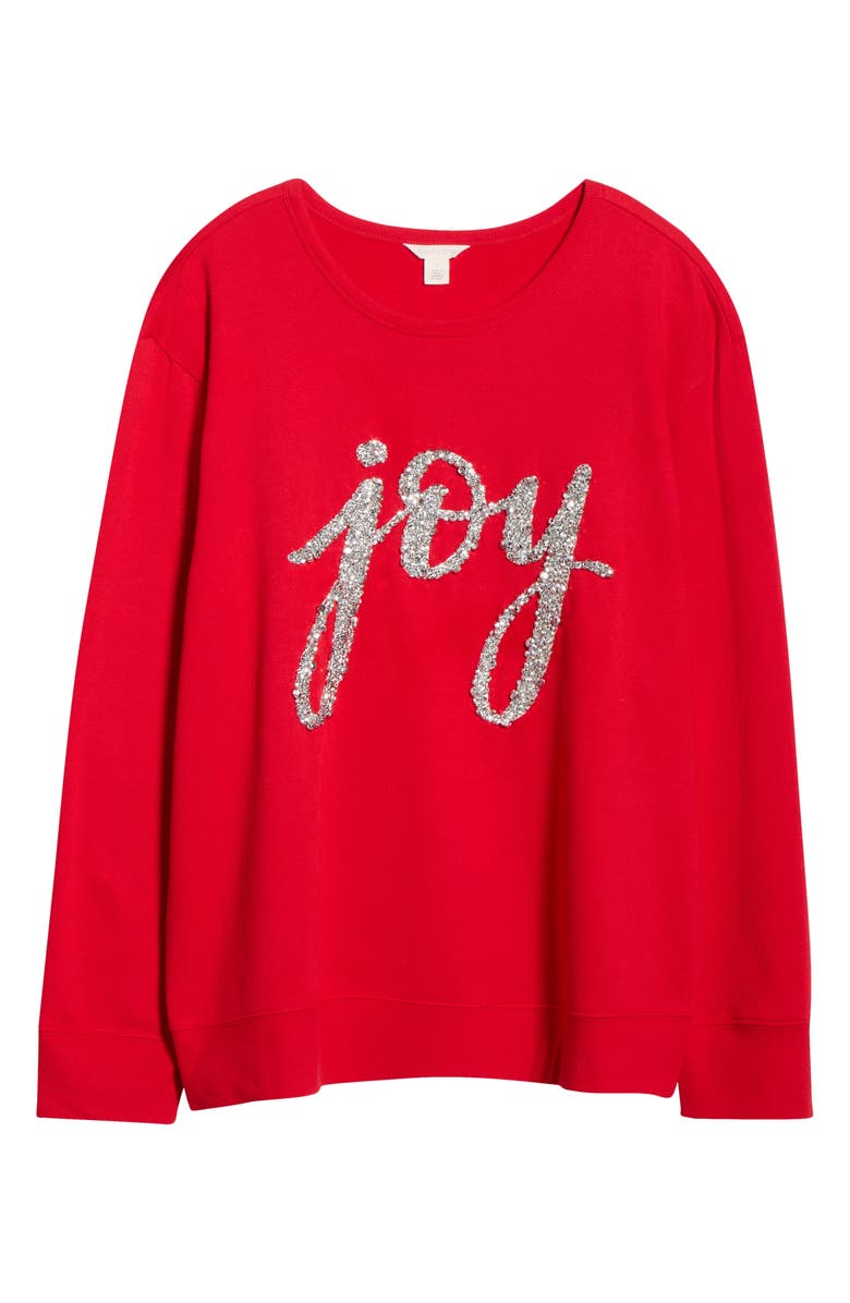Caslon<sup>®</sup> Joy Embellished Cotton Blend Sweatshirt, Alternate, color, Red Silver Joy