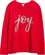 Caslon® Joy Embellished Cotton Blend Sweatshirt