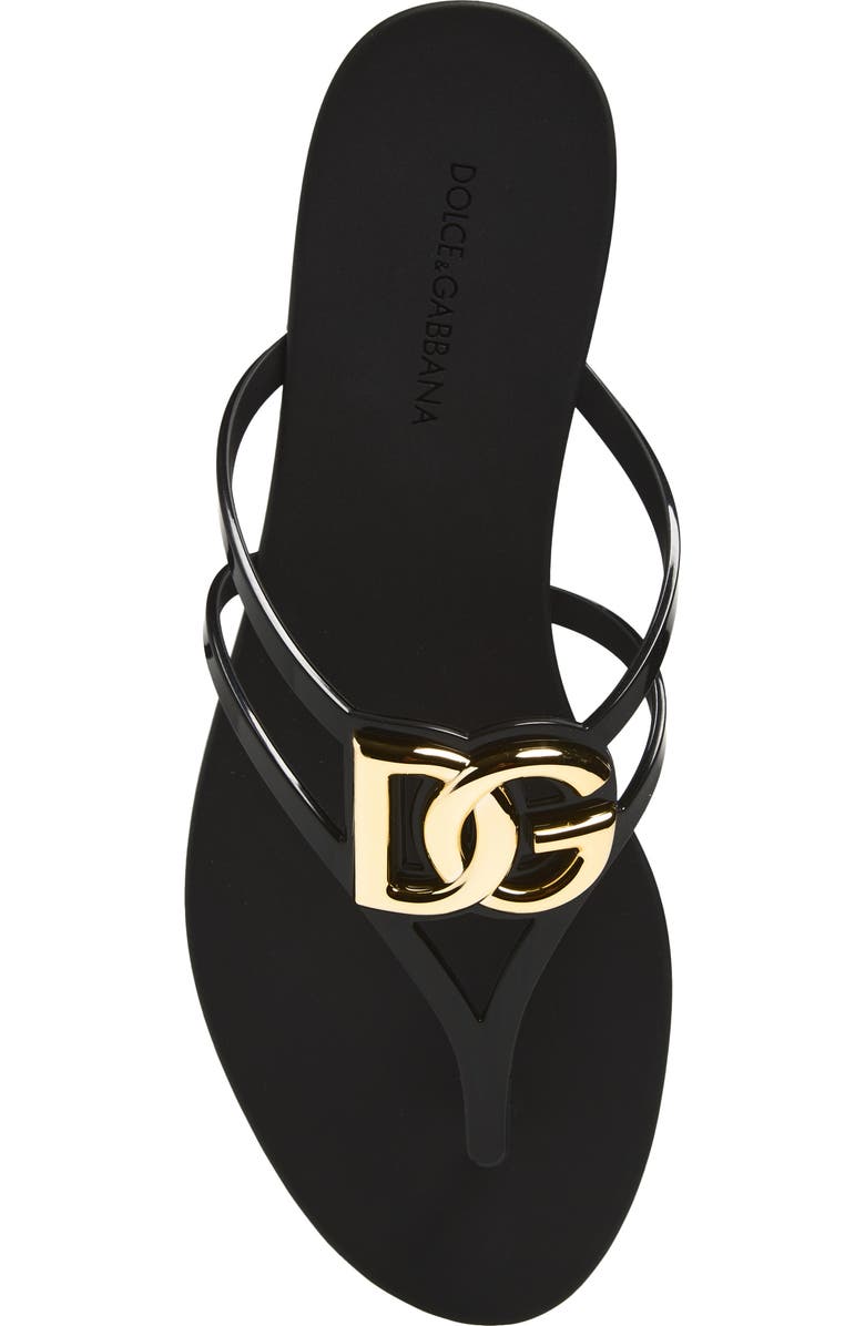 Dolce&Gabbana Logo Flip Flop, Alternate, color, Nero/ Oro