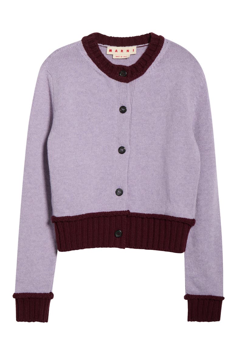 Contrast Trim Wool Blend Cardigan, Main, color, BIC05 DAHLIA