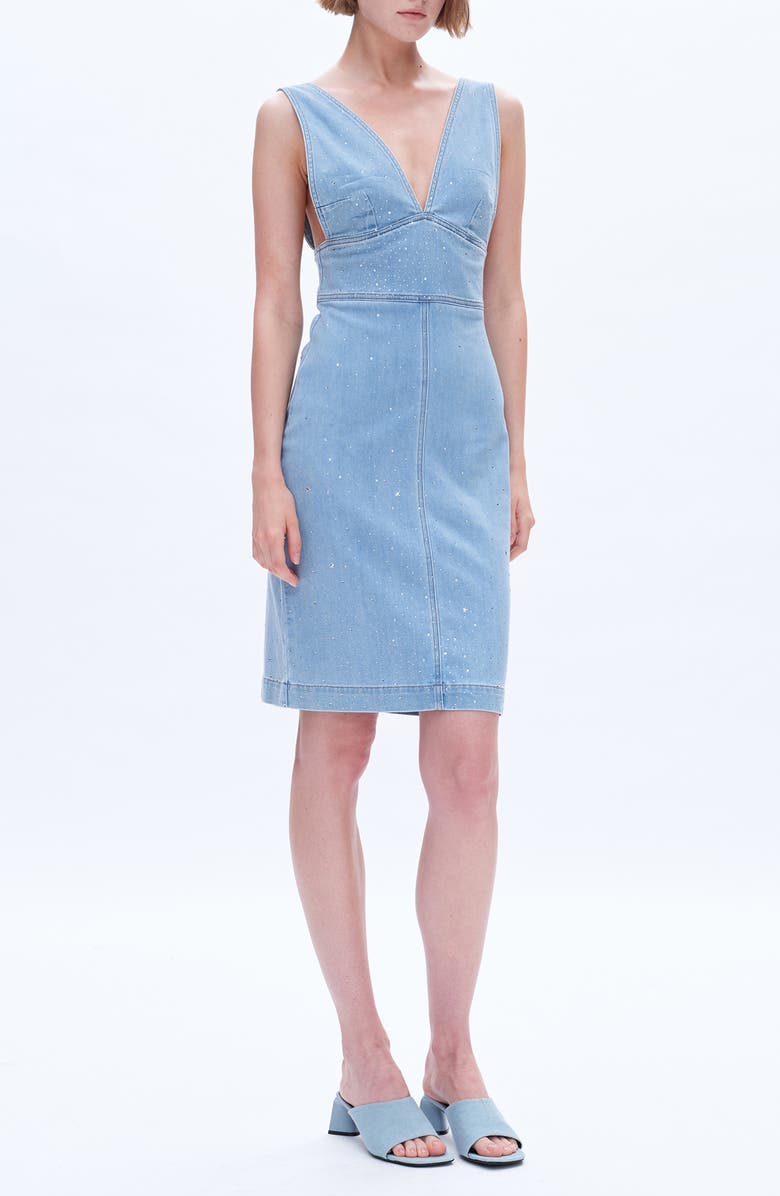 Bayeas Rhinestone Denim Dress, Alternate, color,