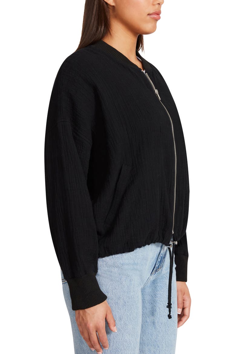 BB Dakota by Steve Madden Cotton Gauze Bomber Jacket, Alternate, color, BLACK
