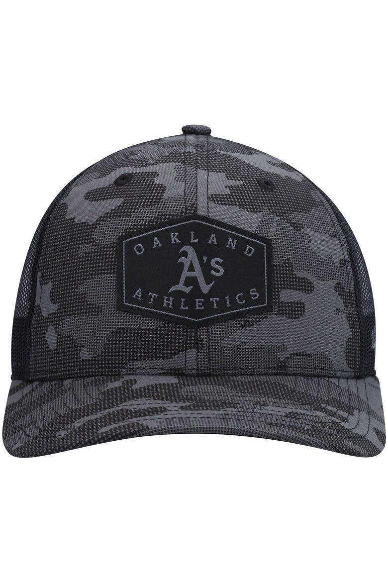 Men's '47 Charcoal Oakland Athletics Tonal Camo Convoy Trucker Snapback Hat, Alternate, color, Charcoal