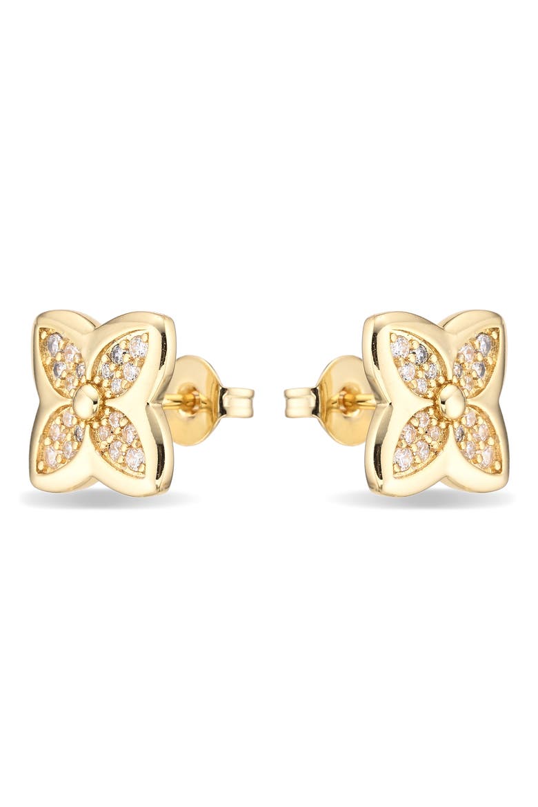 Monica Floral Stud Earrings, Alternate, color, GOLD SPARKLE