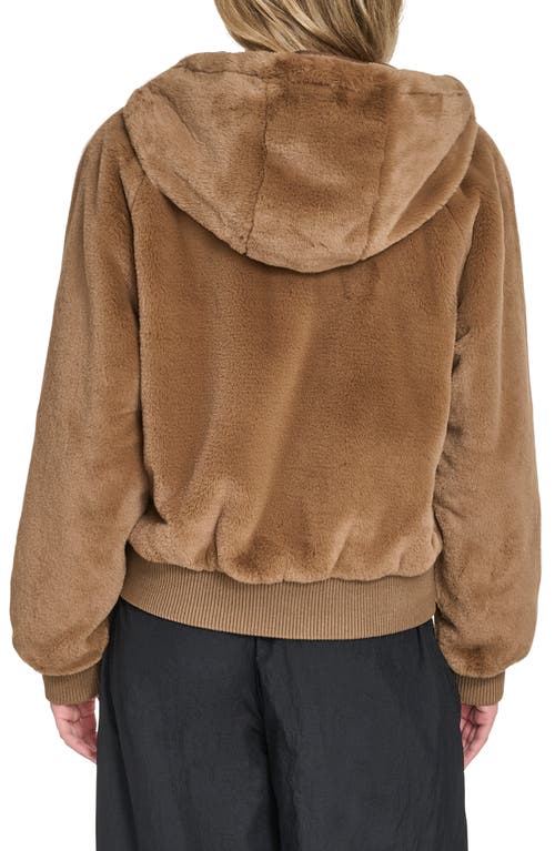 Champion Faux Fur Bomber Hoodie In Brown