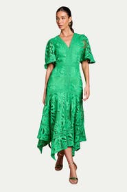 Coast Placement Lace Hanky Hem Dress