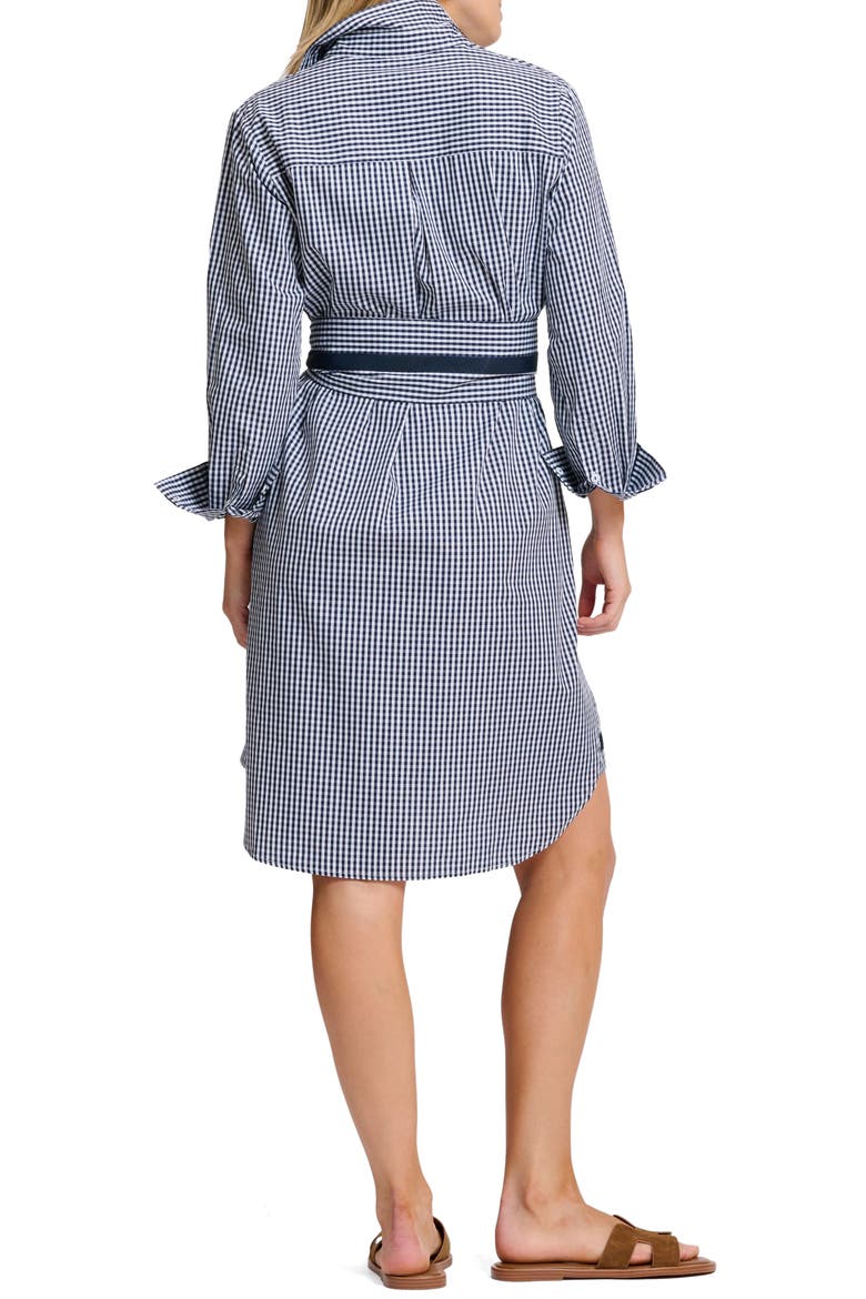 Winnie Gingham Cotton Shirtdress, Alternate, color, FRENCH NAVY