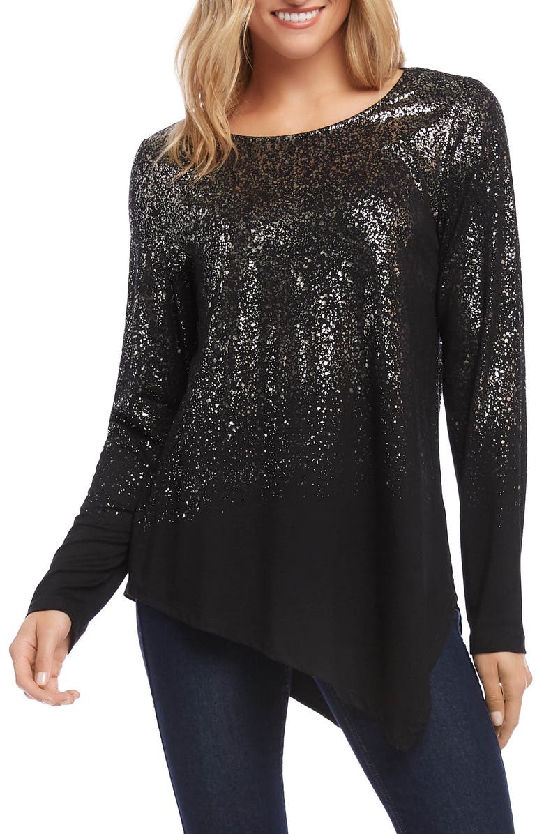 Karen Kane Ombré Shimmer Asymmetrical Top, Main, color, 
