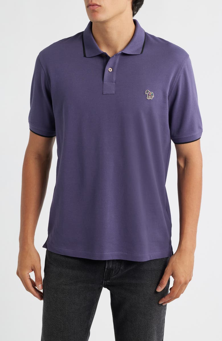 PS Paul Smith Zebra Organic Cotton Piqué Polo, Main, color, Dark Violet