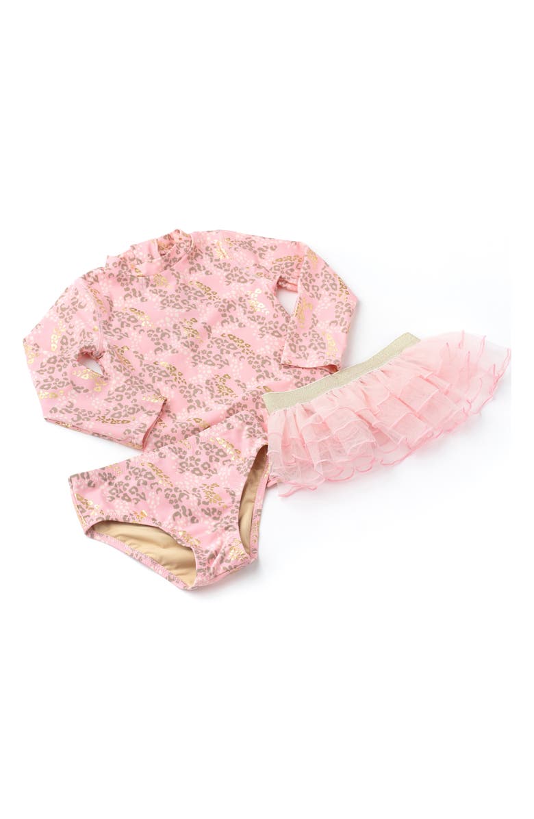 Shade Critters Kids' Leopard Spots Two-Piece Swimsuti & Cover-Up Skirt Set, Alternate, color,