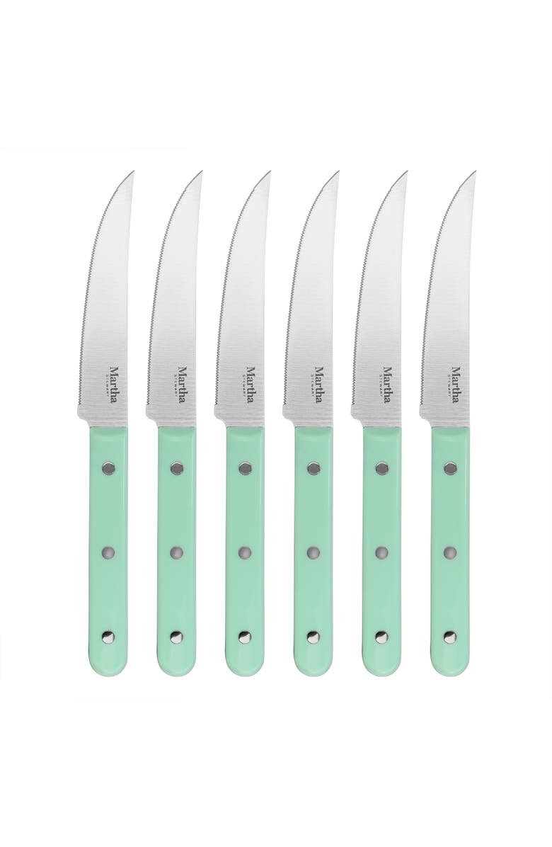 Martha Stewart Everyday 14 Piece Stainless Steel Cutlery and Wood Block Set, Alternate, color, Mint