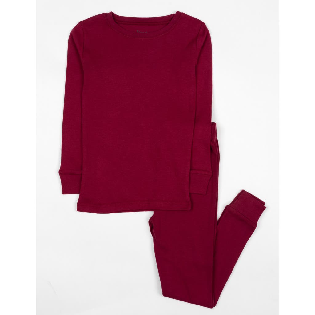 Leveret Kids Two-piece Solid Cotton Matching Family Pajamas In Red