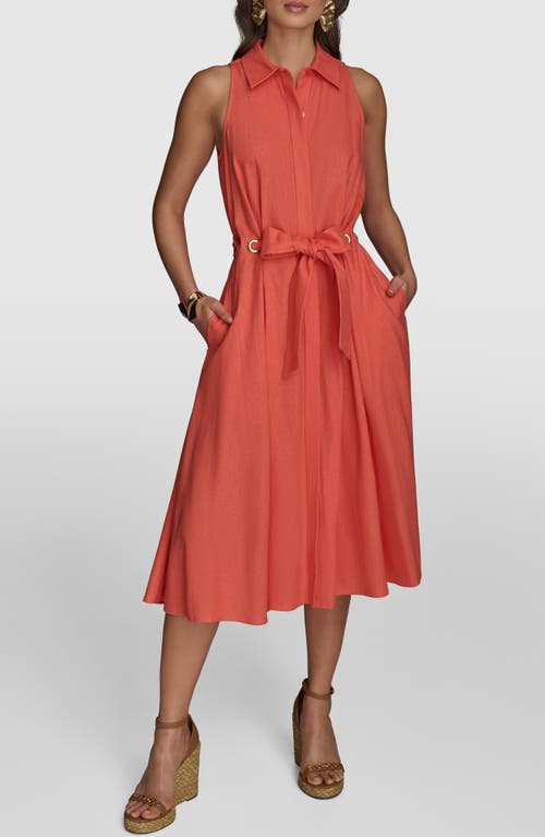 Donna Karan New York Sleeveless Linen Blend Shirtdress In Spring Mel