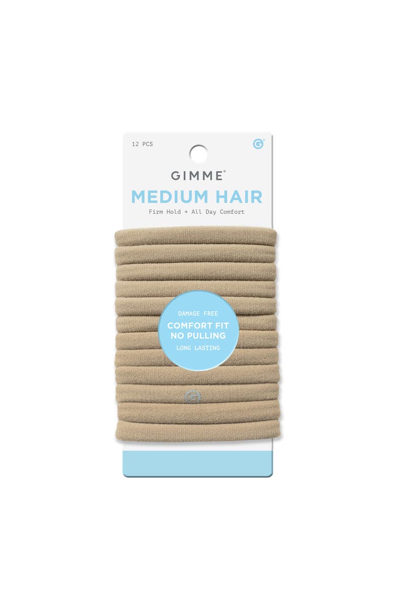Gimme Beauty Any Fit Hair Bands, Damage Free Hair Ties Made with Seamless Microfiber Elastics, Main, color, Beige