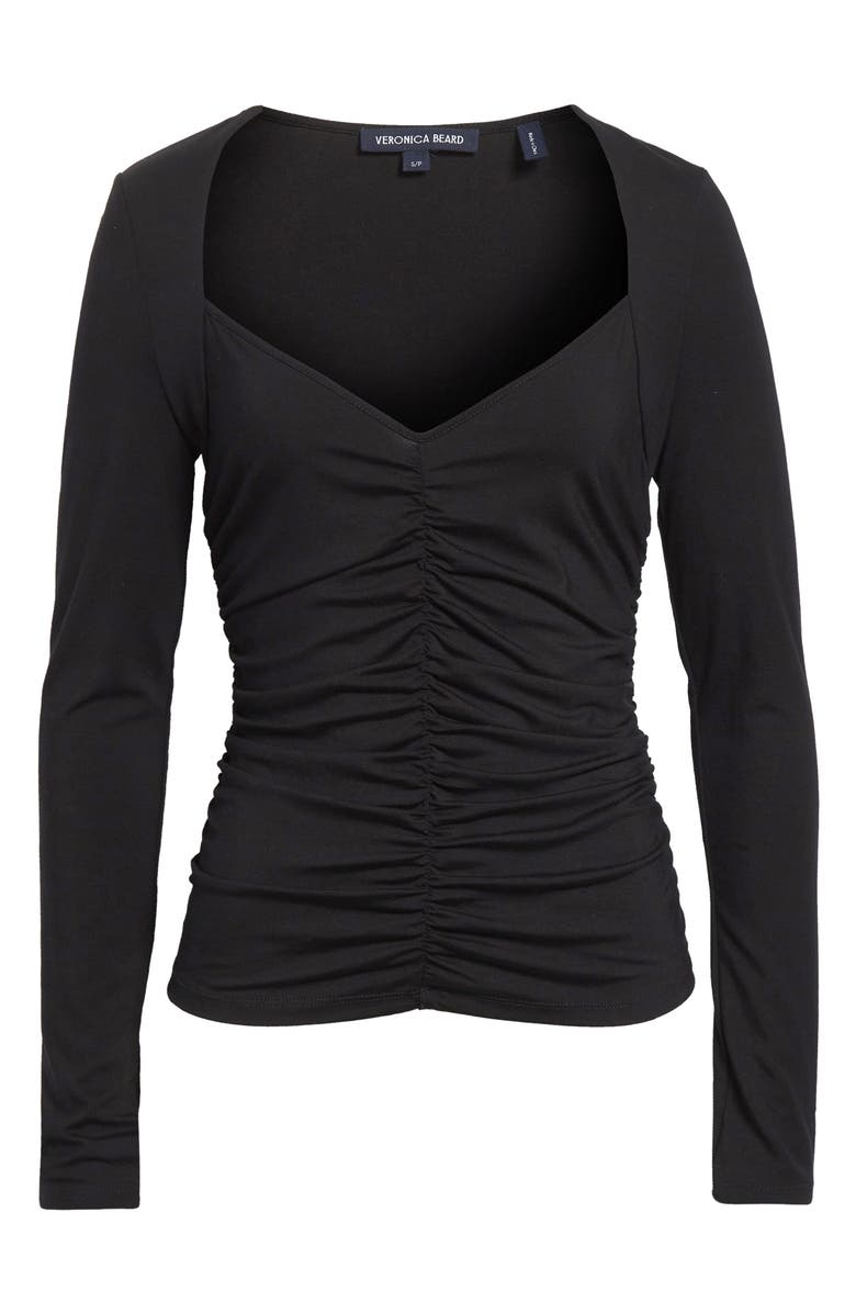 Veronica Beard Salem Ruched Top, Alternate, color, Black