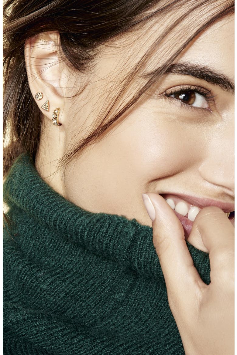 'Emily Sarah' Diamond Pavé Triangle Stud Earrings (Nordstrom Exclusive), Alternate, color, WHITE GOLD