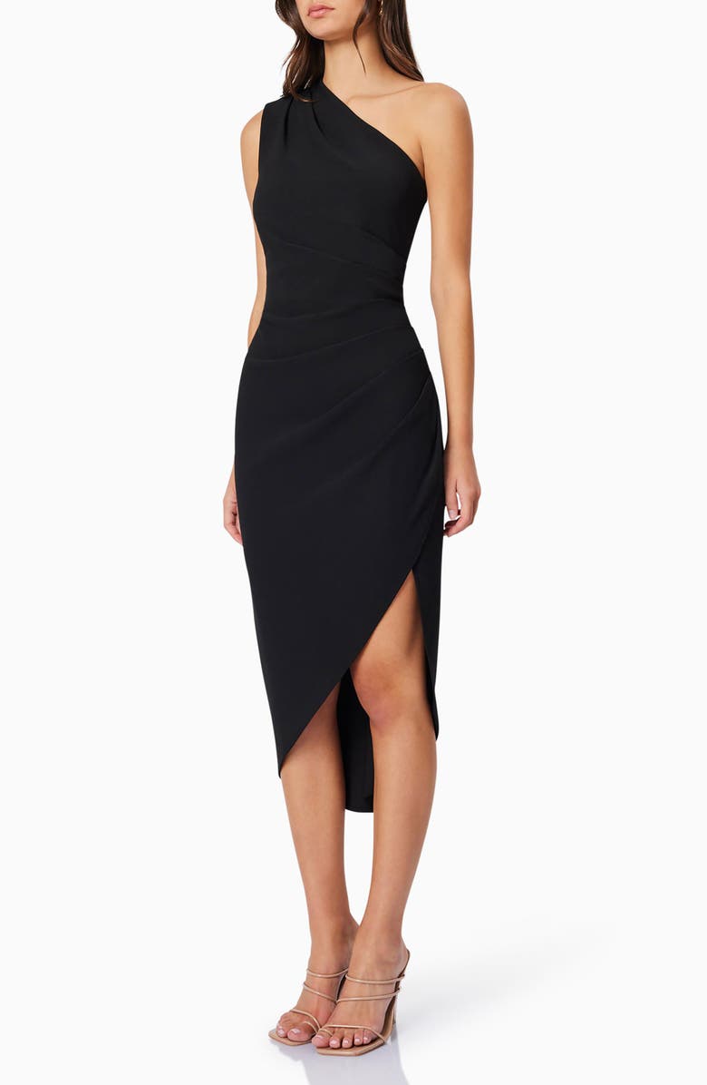 Elliatt Xara One-Shoulder Asymmetric Crepe Cocktail Dress, Alternate, color,