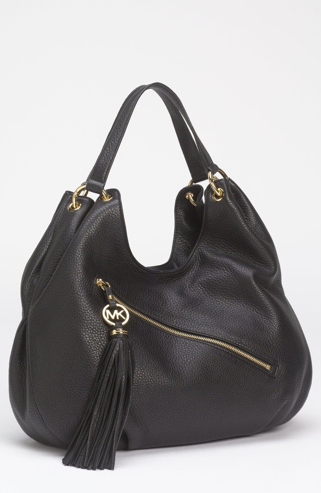 'Charm Tassel - Large' Hobo, Main, color, BLACK