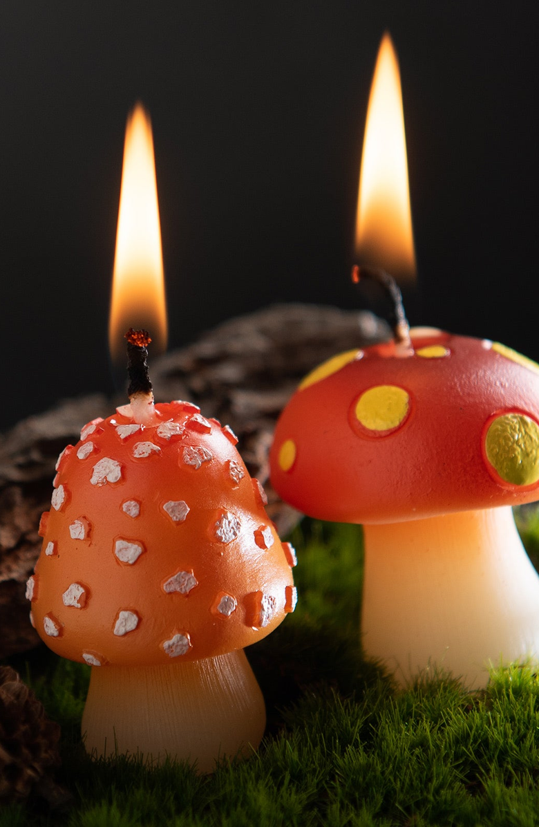Southlake gifts Mini Mushroom Candle Set, Alternate, color, Red With White Spots