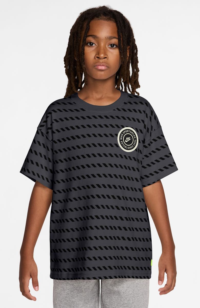 Nike Kids' Sportswear Max90 Broken Stripe Cotton T-Shirt, Main, color, Dark Smoke Grey